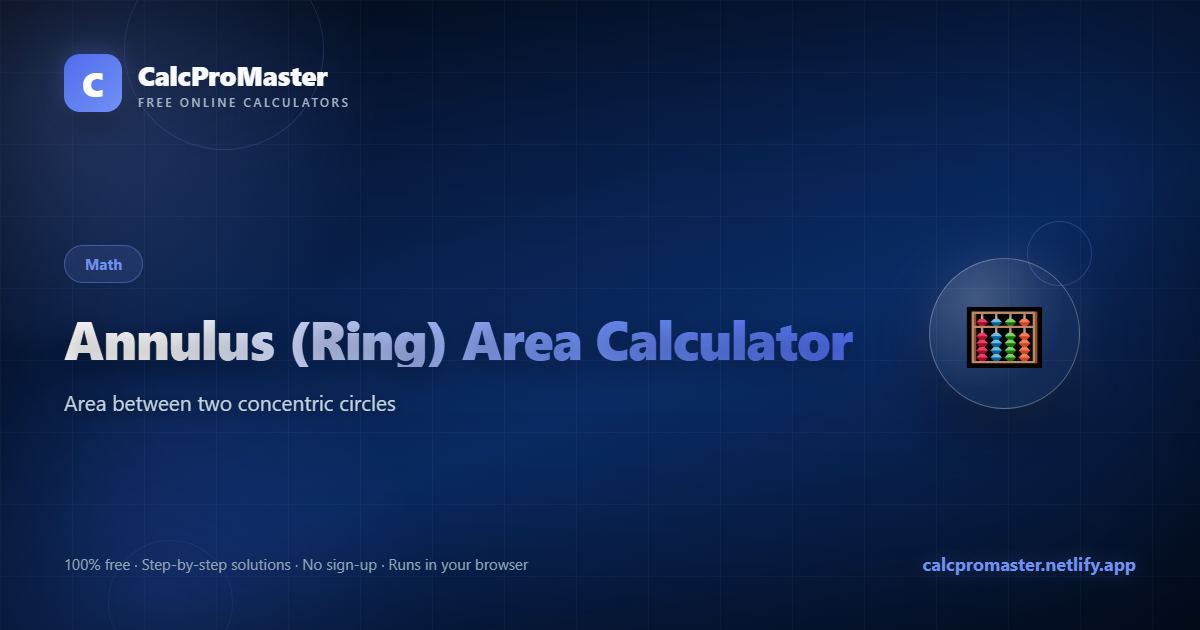 Annulus (Ring) Area Calculator calculator — free online tool