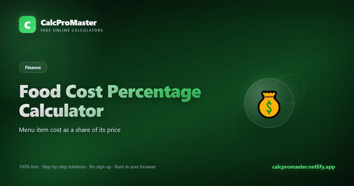 Food Cost Percentage Calculator calculator — free online tool