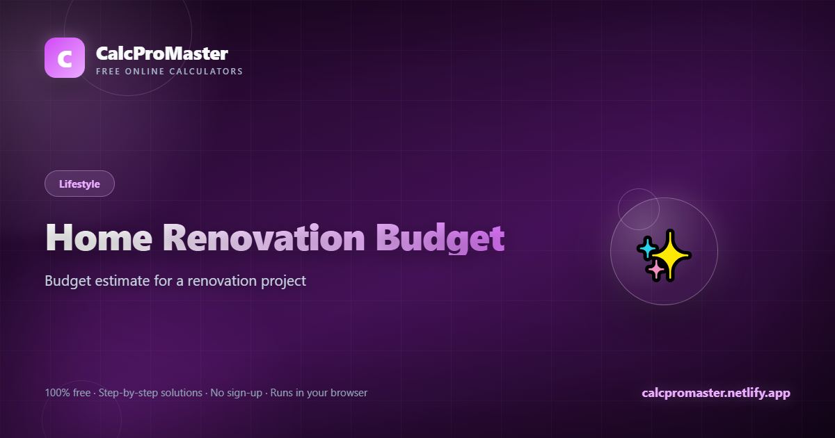 Home Renovation Budget calculator — free online tool