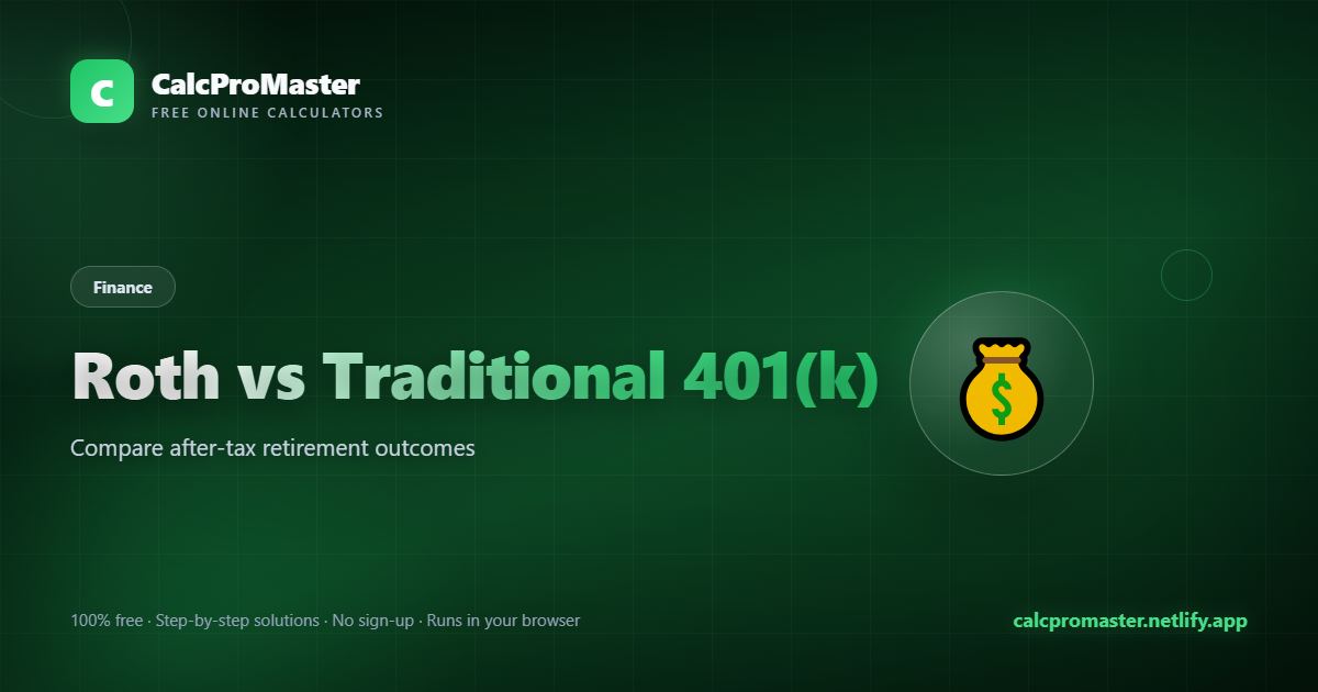 Roth vs Traditional 401(k) calculator — free online tool