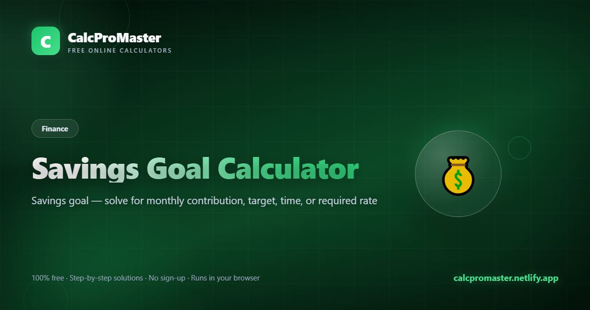 Savings Goal Calculator calculator — free online tool
